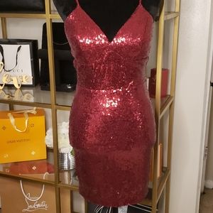 Ruby red sequin dress EUC